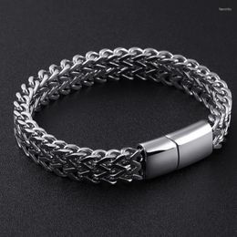 Charm Bracelets ZG High Quantity Men's Bracelet Stainless Steel Woven Double Row Keel Magnet Clasp Titanium Bangle