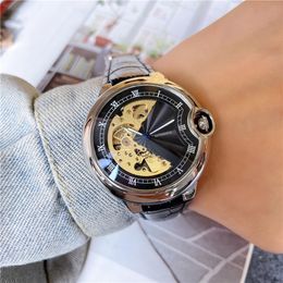 Full Brand Wrist Watches Men Style Automatic Mechanical Luxury With Logo Leather Strap Clock CA 91