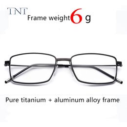Sunglasses Frames Korea Style Pure Titanium Aluminium Optical Glasses Frame Men Square Prescription Eyeglasses Metal Myopia Eyewear Fashion