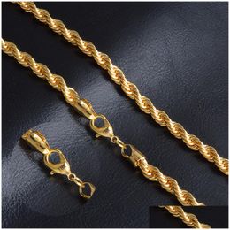 Chains 8 Styles Hip Hop 18K Gold Plated Necklaces Mens Cuban Box Snake Twisted Choker 20Inch Necklace For Women Fashion Jewellery Gift Dhfvc