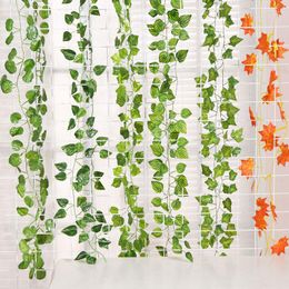 Decorative Flowers Artificial Ivy Green Garland Plants Vine Fake Foliage Home Decor Plastic Flower Rattan String