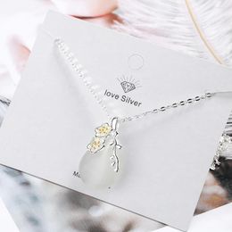 Pendant Necklaces Todorova Vintage Water Drop Shaped Opal Necklace Cherry Blossom Branch Leaves Chokers For Women Jewellery