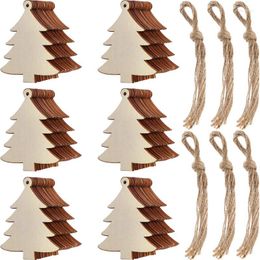 Christmas Decorations Promotion! 60 Pieces Halloween Wooden Slices Gift Tags Blank Wood Hanging Ornaments Cutouts Crafts With Twine R