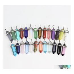 Charms Pillar Hexagon Pendum Chakra Stone Pendant Healing Crystal Hangings Fashion Jewellery Making Wholesale Drop Delivery Findings C Dhzyx