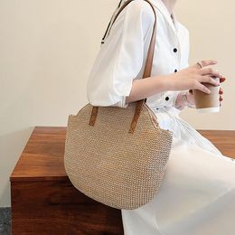 Evening Bags Round Straw Beach Bag Vintage Large-capacity Handmade Woven Shoulder Bohemian Summer Holiday Casual Handbags Totes