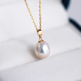 Pendant Necklaces MUZHI Real 18K Gold Natural Freshwater Waterdrop Pearl Necklace Pure AU750 Fine Jewellery Gift for Women PN032 230307