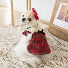 Dog Cute Plaid Dresses Pet Dog Apparel Dress For Summer Chihuahua Pug Clothing Puppy Pet Supplies