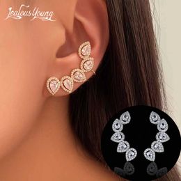 Charm Luxury Pear Cut Cubic Zircon Cuff Stud Earrings for Women Fashion Silver Colour Flower Stud Earings Jewellery Boucle Oreille Femme G230307