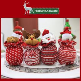 Christmas Decorations 1Pcs Santa Gift Bag Candy Snowflake Crisp Drawstring Merry For Home Year 2023 Noel Presents