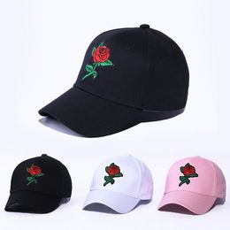 Ball Caps Summer Embroidery Rose Baseball Cap Men Women Fashion Outdoor Sun Hat Adjustable Cotton Casual Snapback CapsBall