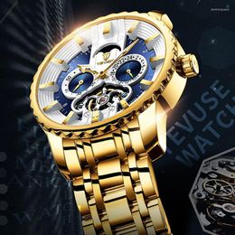 Wristwatches Watch Men Moon Phase Automatic Mechanical Waterproof Clock Mens Watches Luxury Calendar Fashion Casual Sport Tourbillon