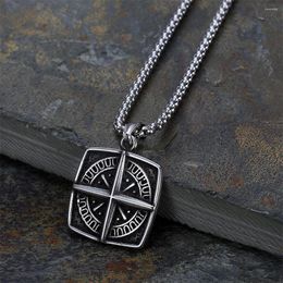 Pendant Necklaces Vintage Small Size Nordic Viking Necklace Stainless Steel Compass For Men Fashion Amulet Jewelry Gifts Drop