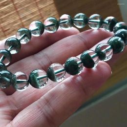 Strand Natural Green Phantom Quarz Crystal Asche runde Perlen Armbänder 10mm Frauen Männer strecken heilende Armreifen