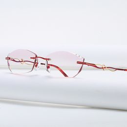 Sunglasses Frames ZIROSAT 58125 Rimless Gold Glasses Frame Women Light Weight Optical Rim Eyeglasses Prescription Myopia Spectacles 230307