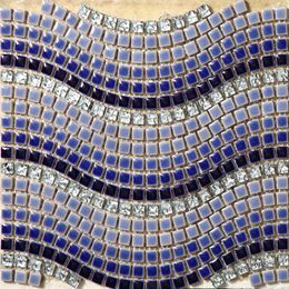 Wallpapers Mediterranean Blue Wavy Small Ceramic Glass Mosaic Tiles DIY Bathroom Pool Garden Wall Decoration Floor