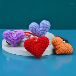Keychains Fashion Plush Crocheted Love Key Chain Pendant Cute Handmade Wool Woven Heart Flower Keychain Women Gift Bag Charm Keyring