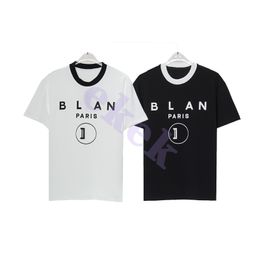 Fashion Brand Mens T Shirt Color-blocking Neckline Letter Print Short Sleeve Round Neck Summer Breathable T-shirt Casual Top Black White Asian Size S-2XL