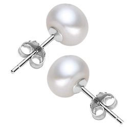 Charm Natural Freshwater Pearl Stud Earrings Real 925 Sterling Silver Earring For Women Jewellery Fashion Gift G230307