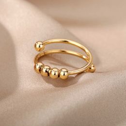 Band Rings Spinner Relieving Anxiety Ring Adjustable Rotate Anxiety Fidget Rings Rotatable Anti Stress Finger Ring Toy For Women Jewelry AA230306