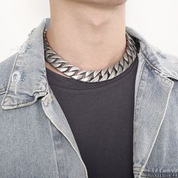 285g Weight Cool Collar Necklace Chain Encrypted Sand Face Cuban Chain Stainless Steel Necklaces 20mm 18inch For Mens
