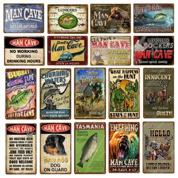 Man Cave Rule tin plaque Metal Signs Fishing Hunting Poster Farm House Wall Sticker Vintage Art Crafts Public Decor Painting Personalised Plaque Size 30X20CM w02