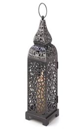 Accent Plus Iron Candle Black Moroccan Lantern Tower 13 дюймов, изготовленных из прочного красивого домохозяйного подарка, свечи3585187