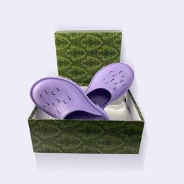 Designer Women's platform perforated slippers sandal Summer Shoe Top womens Beach slippers Purple Pink High Heel Height 5CM Size EUR35-42