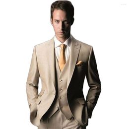 Men's Suits Elegant Dark Grey Men Suit Bridegroom Tuxedos Business Formal Meeting Wear Mens Man (Jacket Pants Vest)