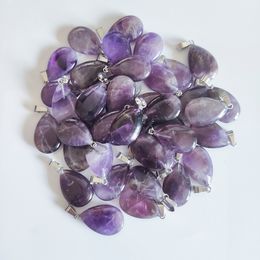 Natural Crystal Stone Water Drop Pendant Amethyst Aventurine Rose Quartz Charms Diy Necklace Jewelry