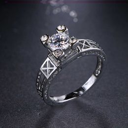 Band Rings Emmaya Romantic Unique Paris Eiffel Tower Rings For Women Lover With Top Quality Zircon White Gold Colour Wedding Ring AA230306