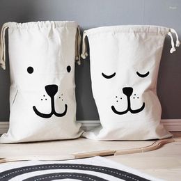 Storage Bags Nordic Children Room Cartoon Bag Drawstring Backpack Baby Clothes Laundry Toy Home Canvas Organiser