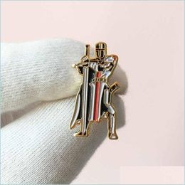 Pins Brooches 50Pcs Knights Templar Seal Crusaders Lapel Pin Brooch Masons Guard Sword Custom Pins Metal Badge Masonic Solomons Tem Dhdej