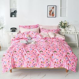 Bedding Sets 3/4pcs Set Full Single Size Pink Style Cartoon Little Girl Design Soft Aloe Cotton Bedroom Comfort Oceania