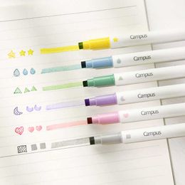 Highlighters 16pcs KOKUYO Stamp Line Highlighter Pen Set Star Love Colour Marker Spot Liner for Drawing Paint Art Office School A7214 J230302