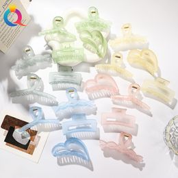 Oversize Transparent Frosted Ribbon Candy Colour Big Crab Hair Claws For Women Girl Elegant Hair Accessories Clamp Hairpins Barrette Headwear 1850