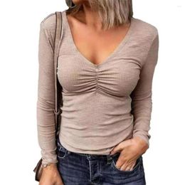 Women's Polos 2023 Elegant Women Autumn Long Sleeve T-shirt Buttons Casual Ribbing Tunic Blouse Pullover Tops