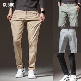 Men's Pants KUBRO 2023 Quality Outwear Sweatpants Men's Pants Fashion Casual Travelling Wide Leg Business Office Brand Korean Male Trousers Z0306
