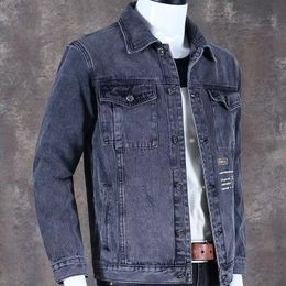 Designer new men's jacket hoodies trend Korean version handsome slim casual lapel all-match denim jacket men Size XL 2XL 3XL 4XL