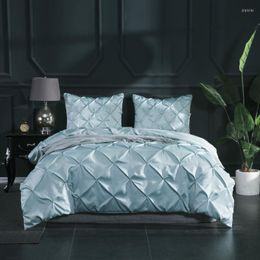 Bedding Sets Nordic Style Solid Colour Twin Size Quilt Cover Three-piece Duvet Set Multicolor Silk