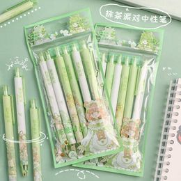 Gel Pens 6 pcspack 05mm Creative Matcha Girls Mechanical Gel Ink Pen Cute School Office Writing Supplies Stationery Decor Gift Student J230306