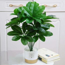 Decorative Flowers 53CM 12Leaves Artificial Green Plants Rare Banyan Tree Branch Indoor And Outdoor Beautification El Office Balcony Home