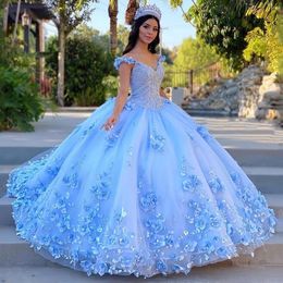 Quinceanera Dresses Princess V-Neck Appliques Flowers Ball Gown with Lace-up Plus Size Sweet 16 Debutante Party Birthday Vestidos De 15 Anos 23