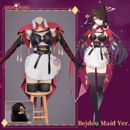 Anime Costumes UWOWO Beidou Cosplay Maid Come Maid Dress Game Genshin Impact Fanart Exclusive Maid Ver Cosplay Maid Dress Outfits Z0301