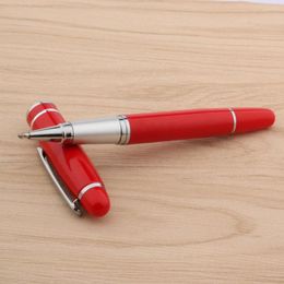 Rollerball Pen Metal Chinese Bright Red Silver Trim 0.5MM Ink Refill Pens For School Office Writing