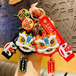 Keychains Creative Lion Dance Head Keychain Charms Luxury Lucky Fortune Car Keyring Holder Bag Pendant Lanyard Gift Accessories Wholesale