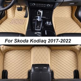 Car Floor Mats For Skoda Kodiaq 2017-2022 DropShipping Center Auto Interior Accessories 100% Fit Leather Carpets Rugs Foot Pads R230307