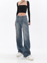 Women's Jeans Plus Size Womens Streetwear Vintage Chic Design Casual Wide Leg Denim Trouser High Waist Straight Baggy Fashion Jean Pants 230306