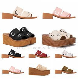 2023 luxury pink Womens Sandals Slippers thick soles Flat Woody Mules Desert Black White blue pink yellow beige Sandal shoes indoor Outdoor beach home Slipper Slide