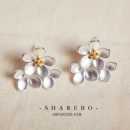 Charm Real 925 Sterling Silver Daisy Flower Earrings for Women Girls Gift Hot Fashion sterling-silver-jewelry Women Earrings G230307