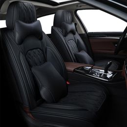 Car Seat Covers High Quality Black Leather For Lada Vesta Sw Cross Granta Priora Kalina Accessories